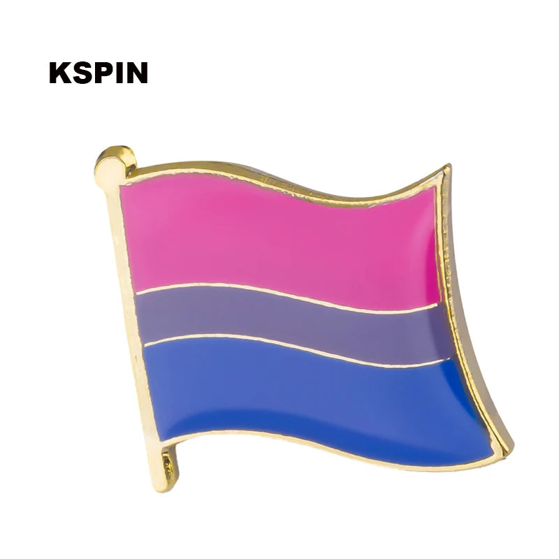 Bisexual Badge LGBTQ Bisexual Pride Enamel Pin LGBT Heart Shape Badge Bisexual Pride Flag Shape Pins Brooches Jewelry