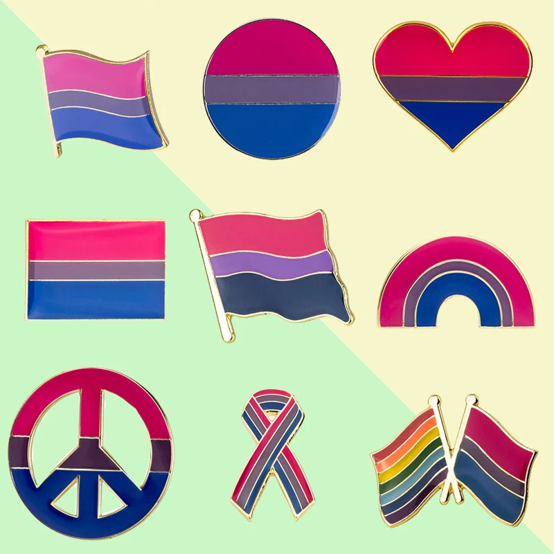 Bisexual Badge LGBTQ Bisexual Pride Enamel Pin LGBT Heart Shape Badge Bisexual Pride Flag Shape Pins Brooches Jewelry