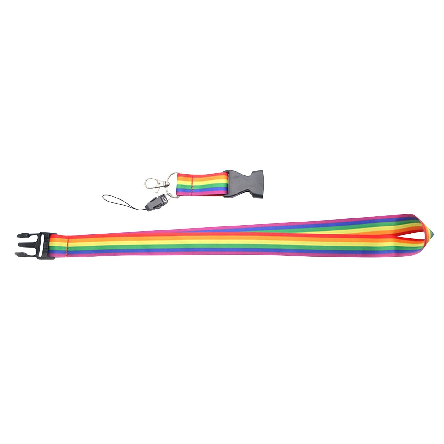 Durable Phone Lanyard Polyester Rainbow Color Detachable Hanging Key Holder Premium Carnival Quick Release Buckle LGBTQ Pride