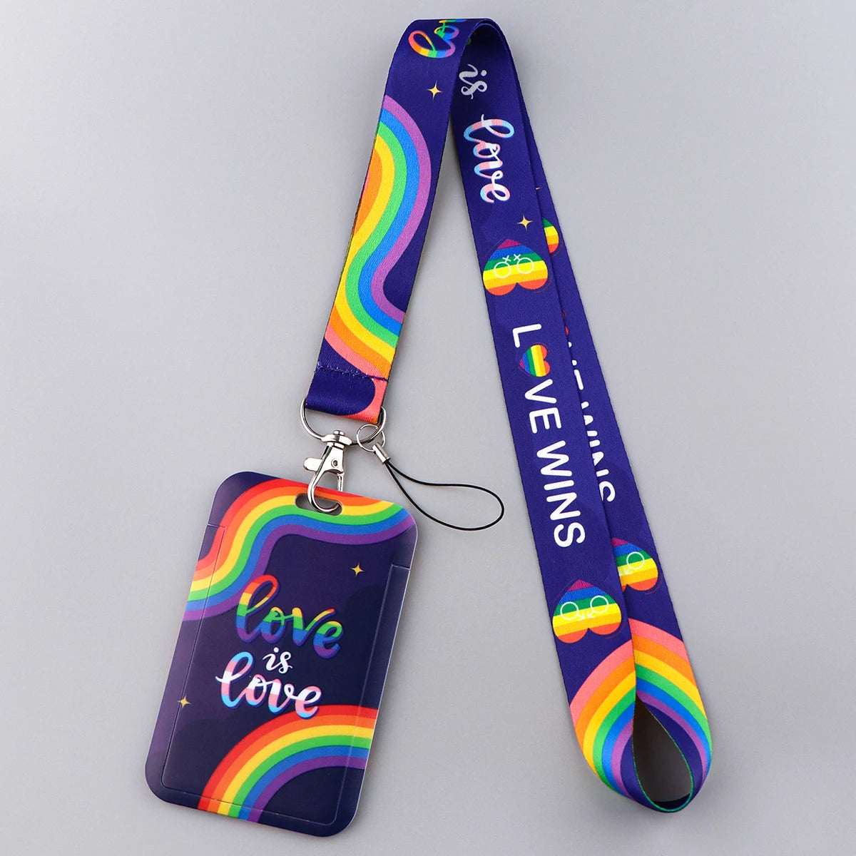 LGBT Love Is Love Rainbow Neck Strap Lanyards for Key ID Card