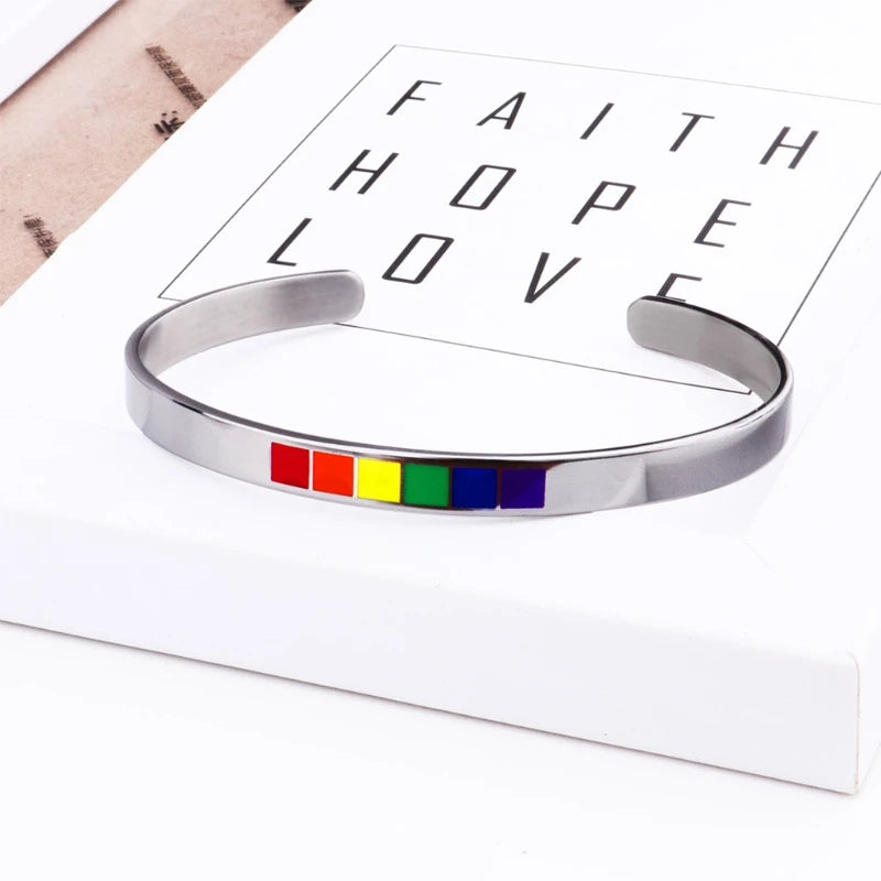 Fashion Rainbow Love Pride Bracelets Stainless Steel