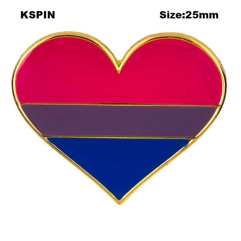 Bisexual Badge LGBTQ Bisexual  Pride Enamel Pin LGBT Heart Shape Badge Bisexual Pride Flag Shape Pins Brooches Jewelry