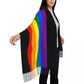 Gay Pride Flag Stripe Tassel Scarf Women