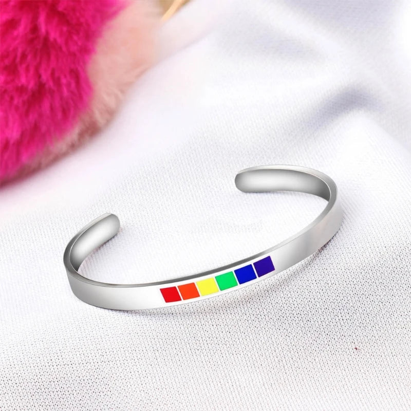 Fashion Rainbow Love Pride Bracelets Stainless Steel