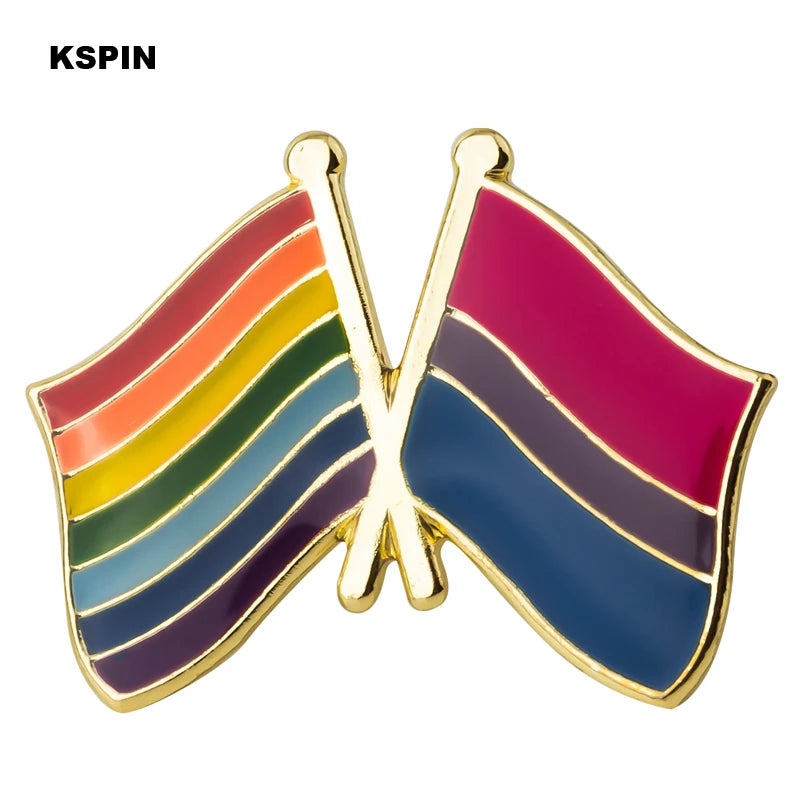 Bisexual Badge LGBTQ Bisexual  Pride Enamel Pin LGBT Heart Shape Badge Bisexual Pride Flag Shape Pins Brooches Jewelry