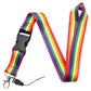 Durable Phone Lanyard Polyester Rainbow Color Detachable Hanging Key Holder Premium Carnival Quick Release Buckle LGBTQ Pride