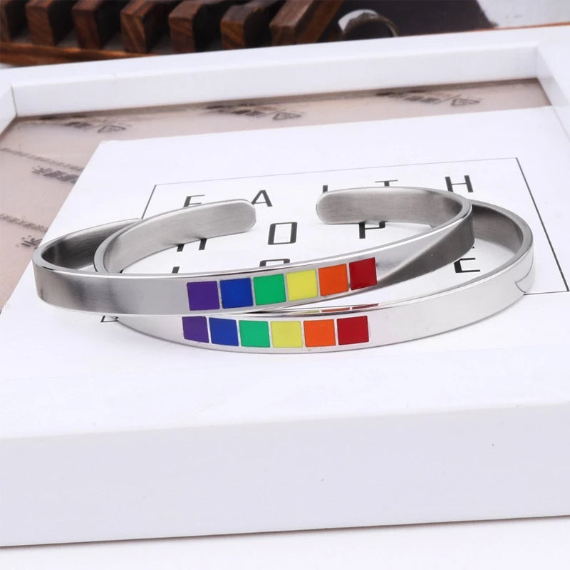 Fashion Rainbow Love Pride Bracelets Stainless Steel